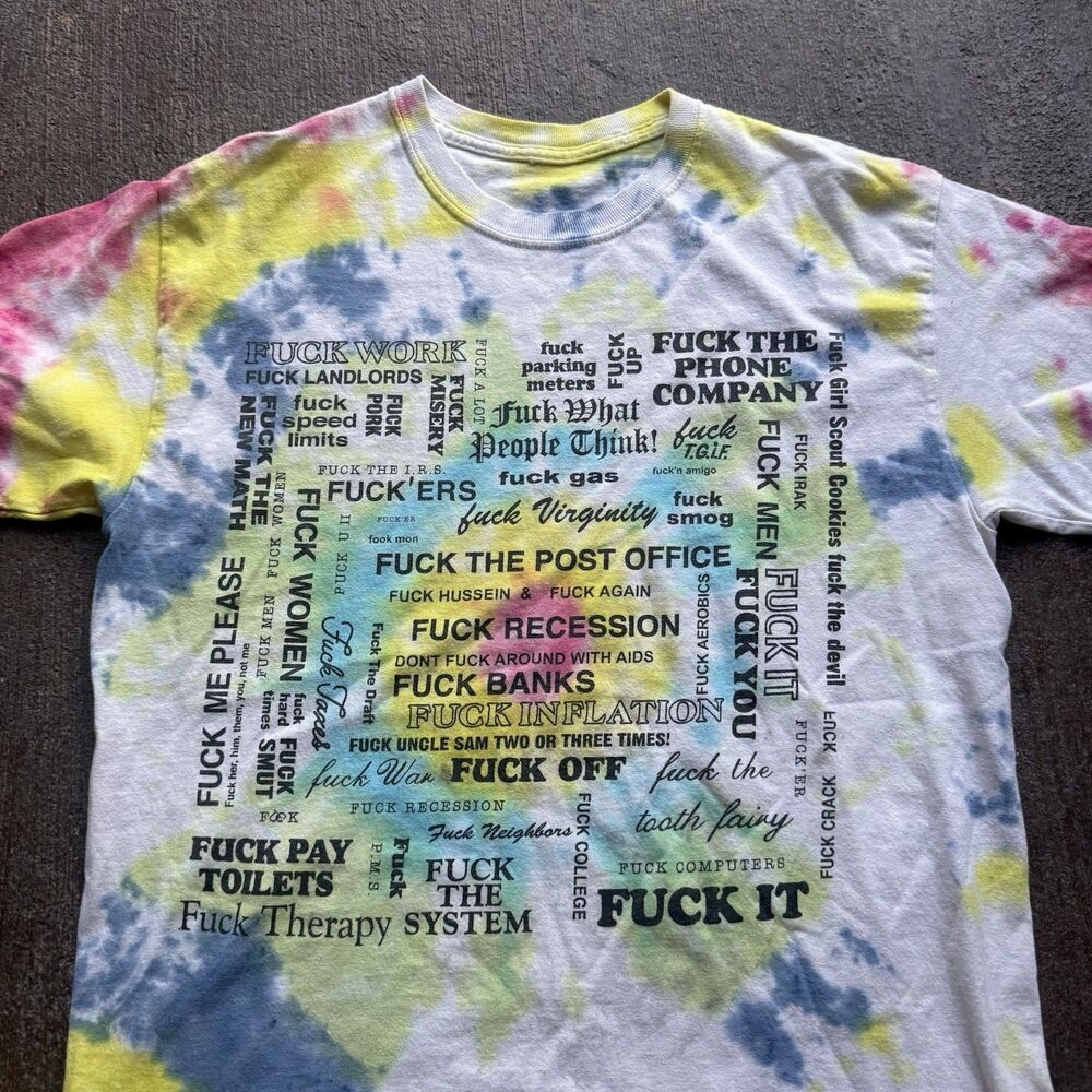 Vintage Tie Dye Cuss Word T Size Medium